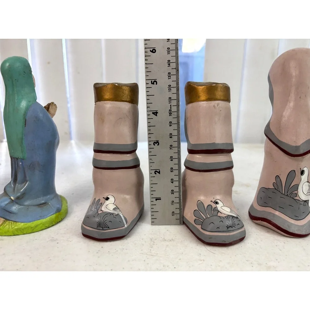 Vintage Hand Painted Nativity‎ Figurines Lot of 6 Mary Wise Men Asian Figures